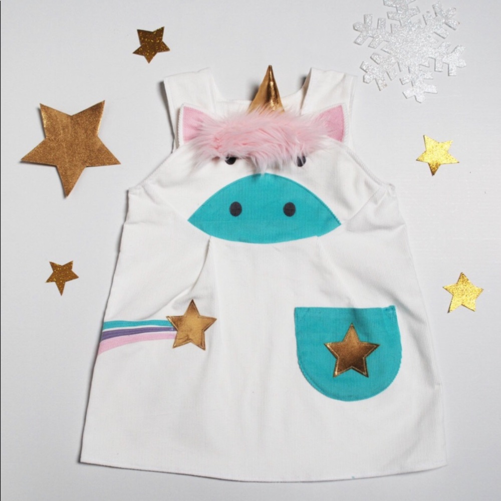 🦄 Unicorn Corduroy Dress Romper